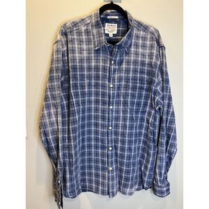 Lucky Brand Shirt Mens 2XL Blue Plaid California Fit Button Up Cotton Casual
